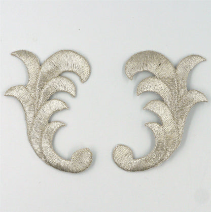 Pair Of Filigree Curved Design Iron On Motifs 8909