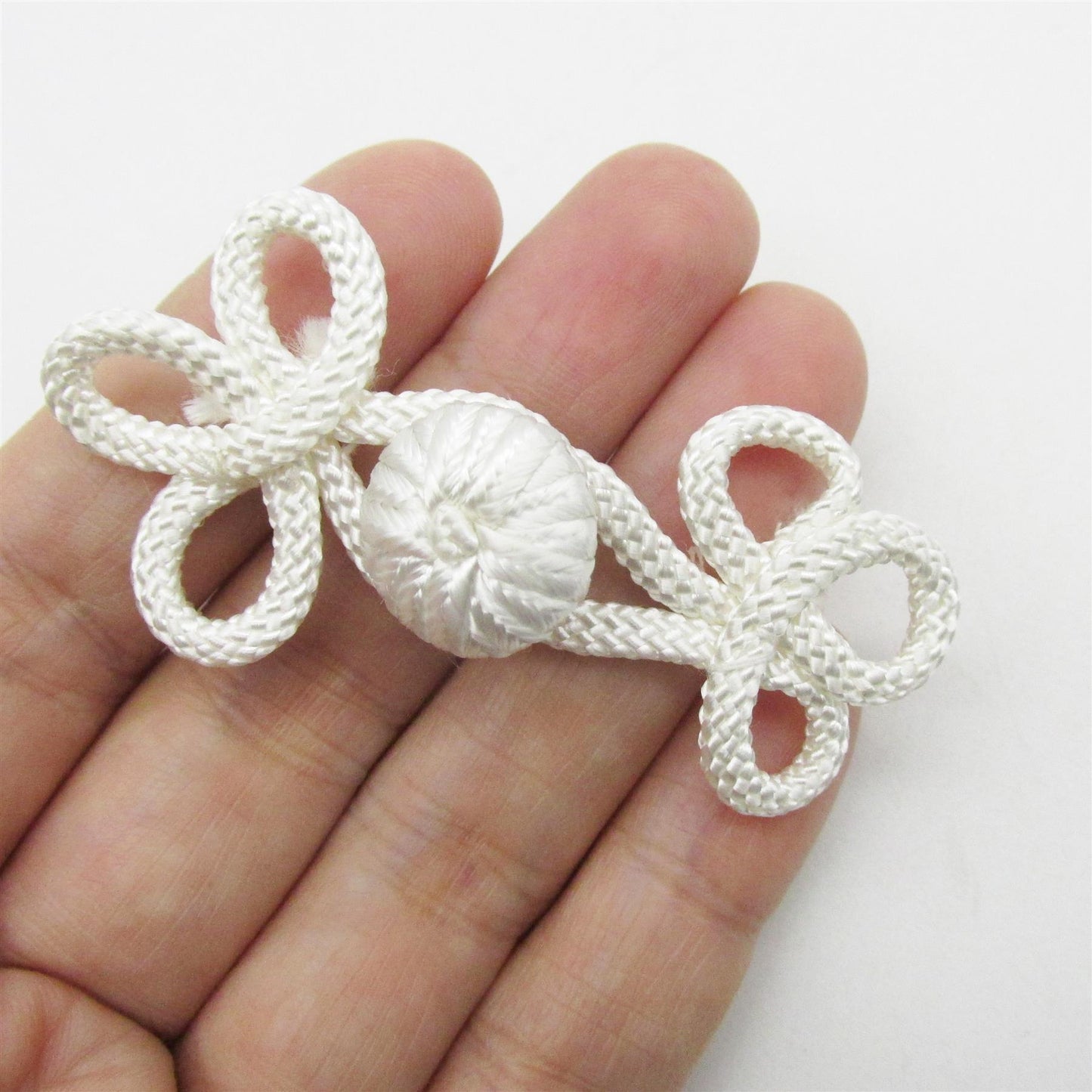 Frog Fastener with Passementerie Button - Ivory - 9cm - 5349