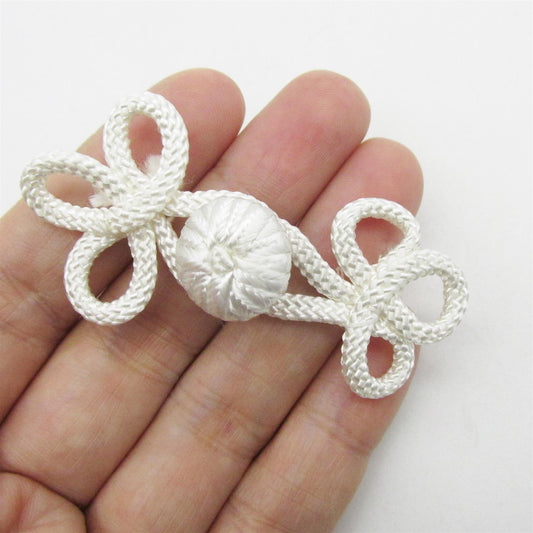 Frog Fastener with Passementerie Button - Ivory - 9cm - 5349