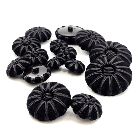 Black Velvet Passementerie Corded Button 4454