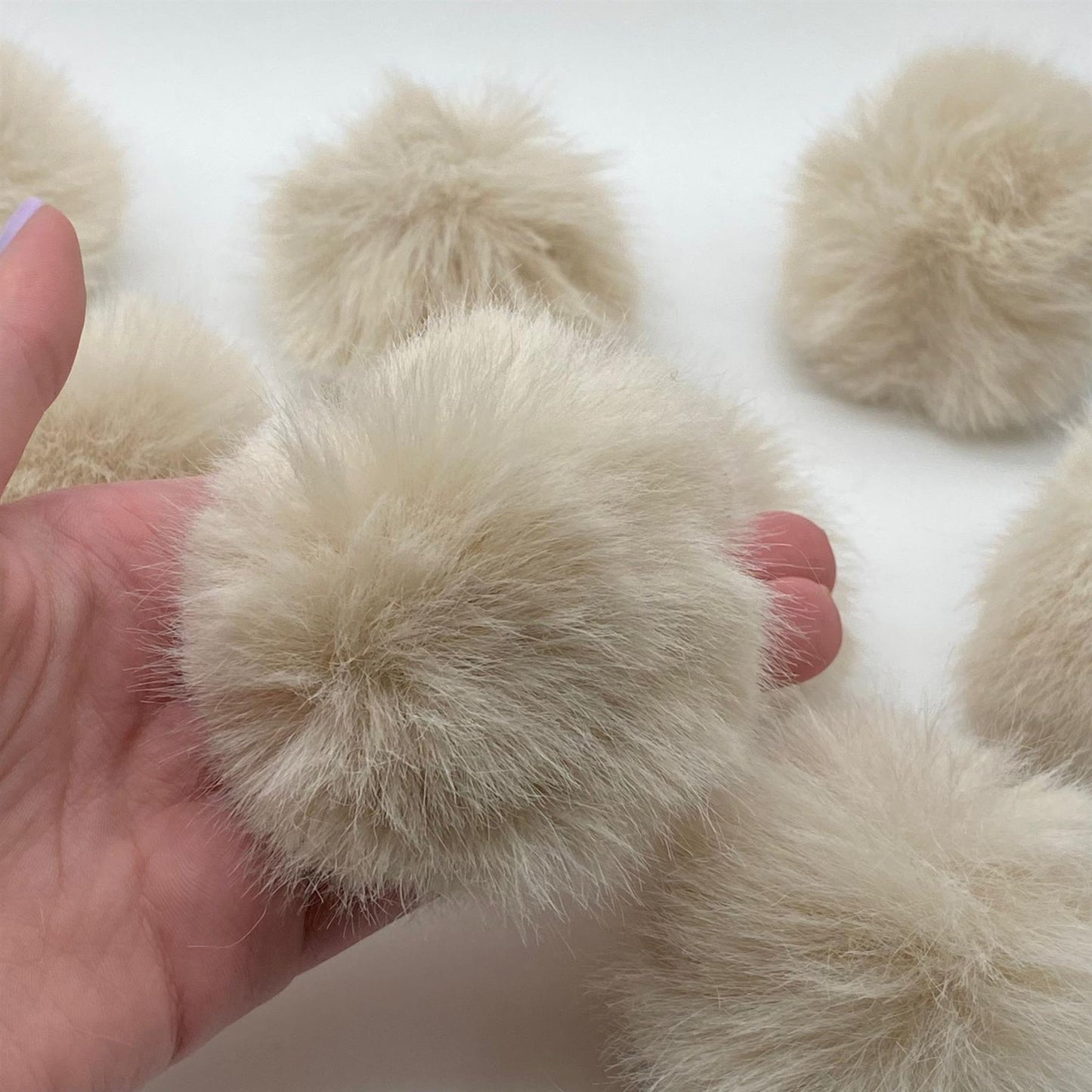 Faux Fur Pom-Pom - Oat - 70mm - 6120