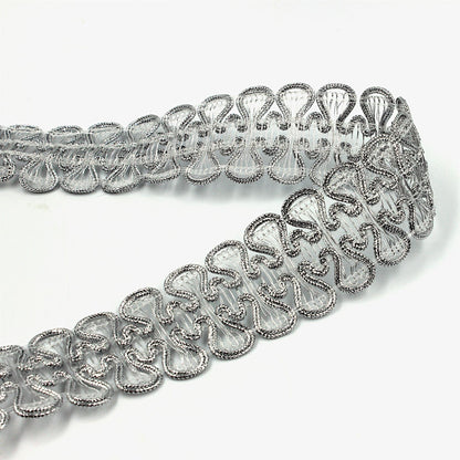Metallic Fancy Braid - Silver - 35mm - by the metre - 5392