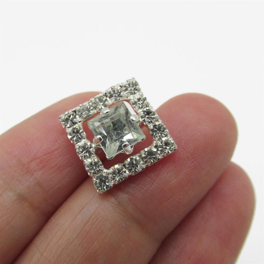 Square Diamante Button - 4350