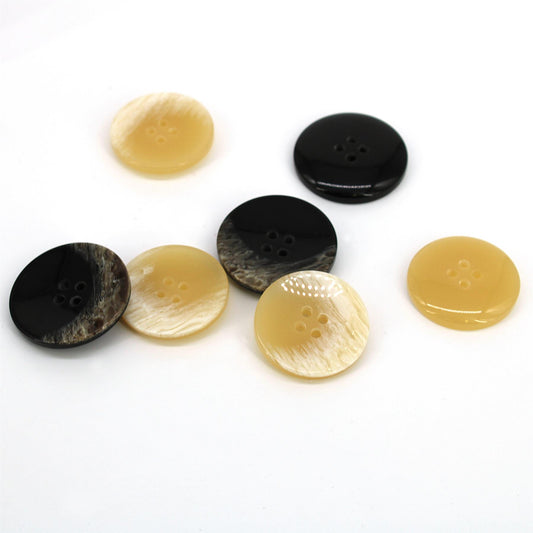 Two-Tone Textured Edge Four-Hole Buttons x 5pcs - 6112