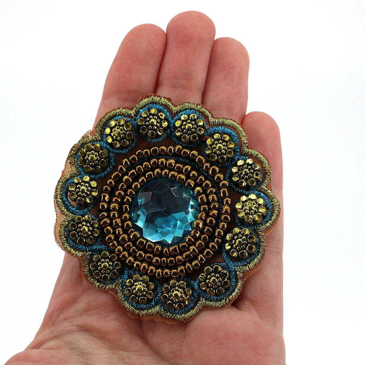 Beaded Round Jewel Motif - 60mm - 5616