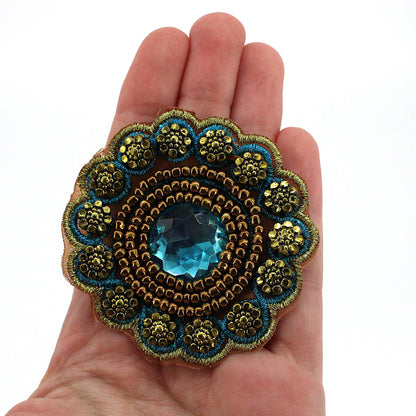 Beaded Round Jewel Motif - 60mm - 5616