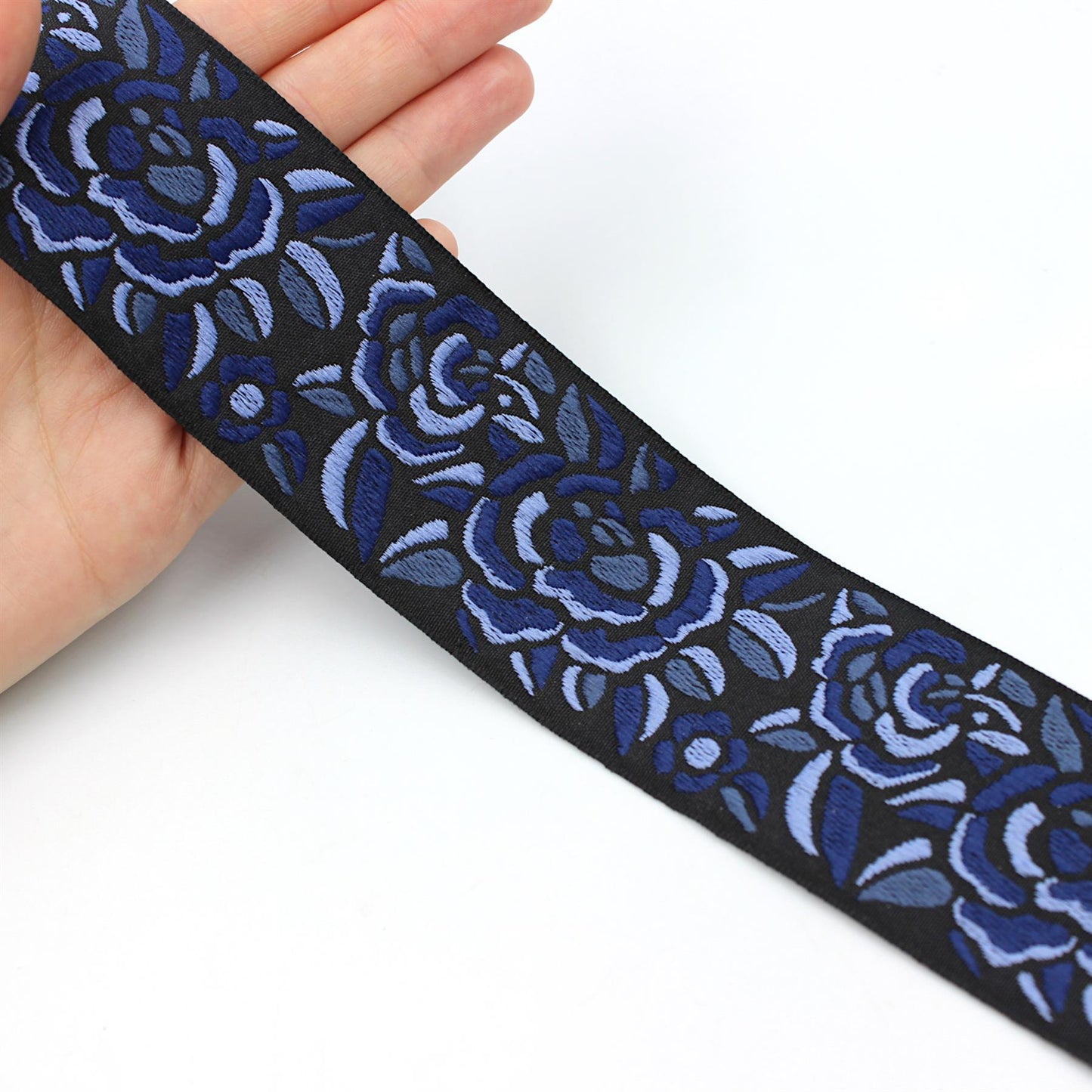 Midnight Rose Jacquard Braid 50mm - Black 5546