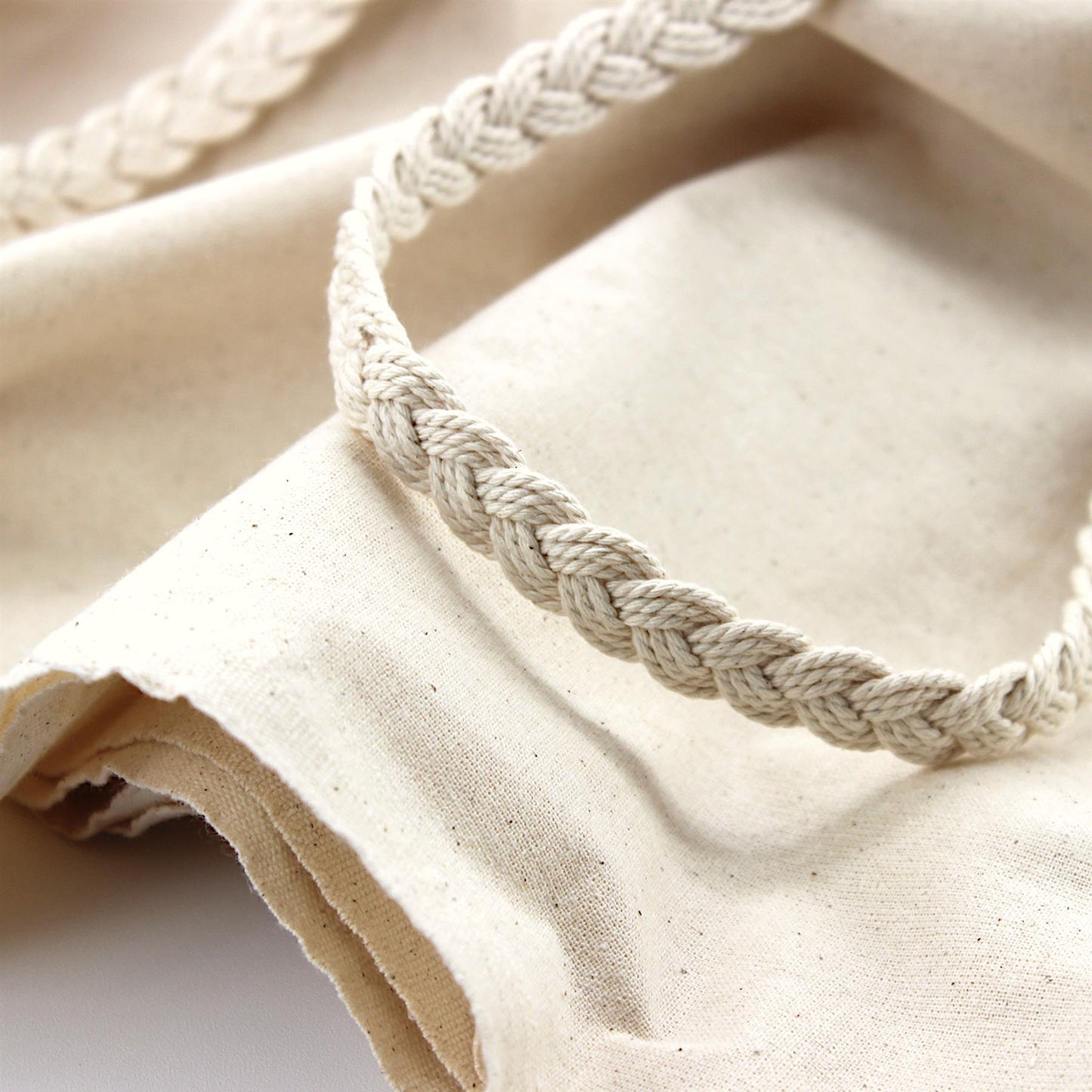 Plaited Cotton Cord Braid - Natural - 12mm - by the metre - 5579