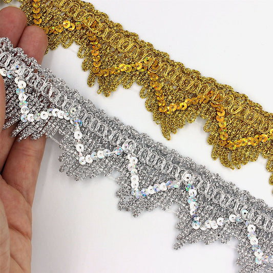 Metallic Sequin Zigzag Braid - 40mm - by the metre - 5391