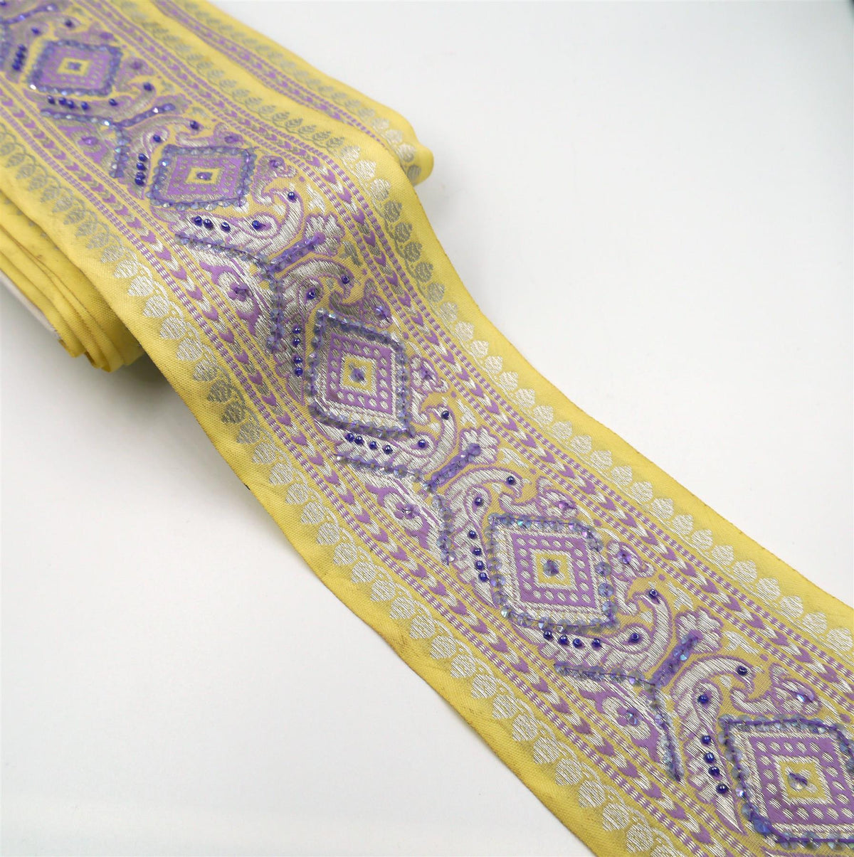 Diamond Embroidered and Sequin Braid - 90mm - by the metre - 8835