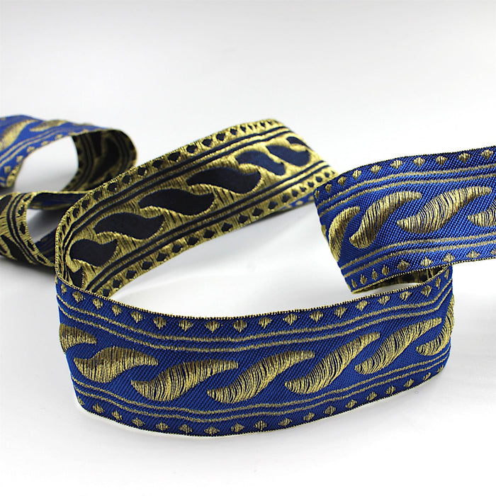 Woven Braid With Gold Thread Detail 32mm Wide 8432