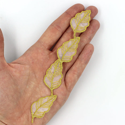 Sheer Leaves Iron On Motif Gold 8624
