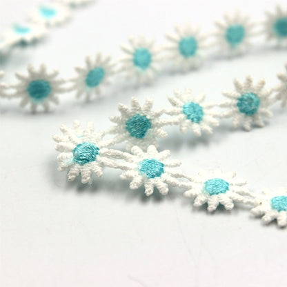 White Daisy Lace with Colourful Centre - 12mm - by the metre - 5427