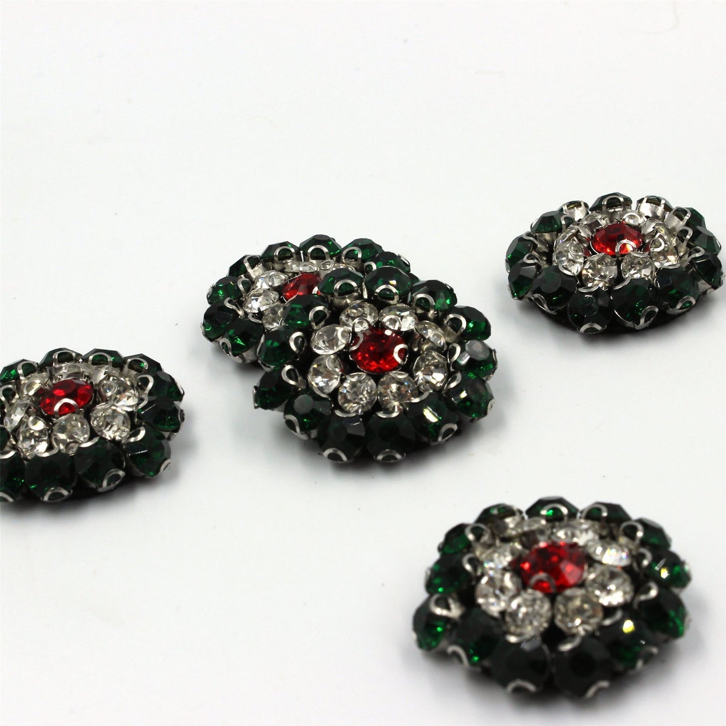 Round Diamante Stone Motif on Felt - Green - 35mm - 6198