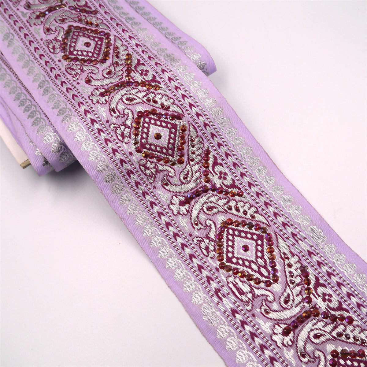 Diamond Embroidered and Sequin Braid - 90mm - by the metre - 8835