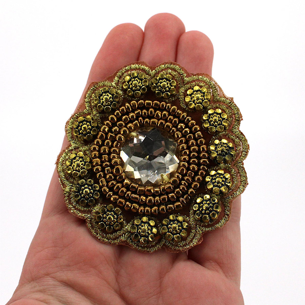 Beaded Round Jewel Motif - 60mm - 5616
