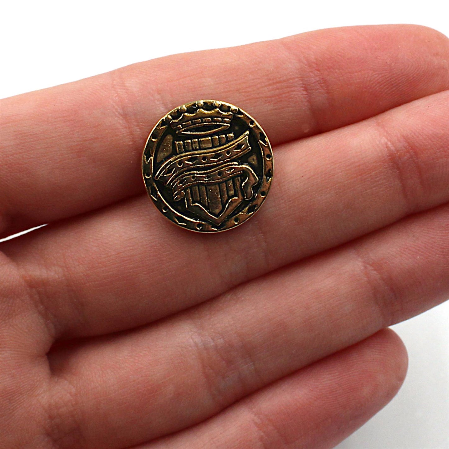 Heraldic Crest Metal Shank Button - Gold x 1 - 5573