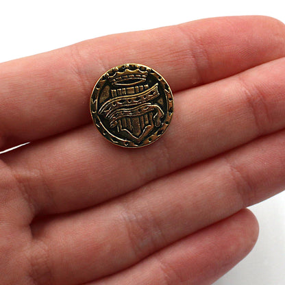 Heraldic Crest Metal Shank Button - Gold x 1 - 5573
