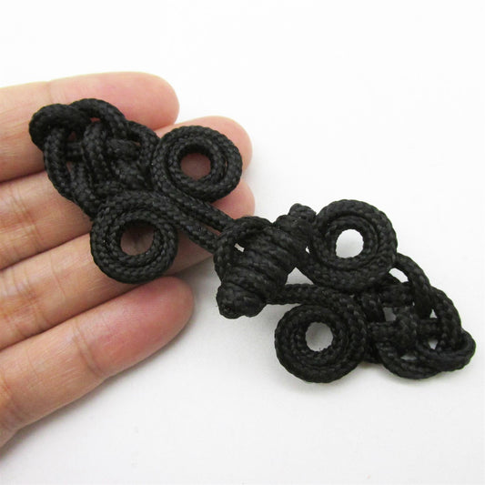 Cord Frog with Toggle Closure - Black - 9cm - 5355