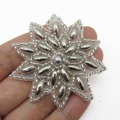 Beaded Flower Head Motif - 60mm - 7461