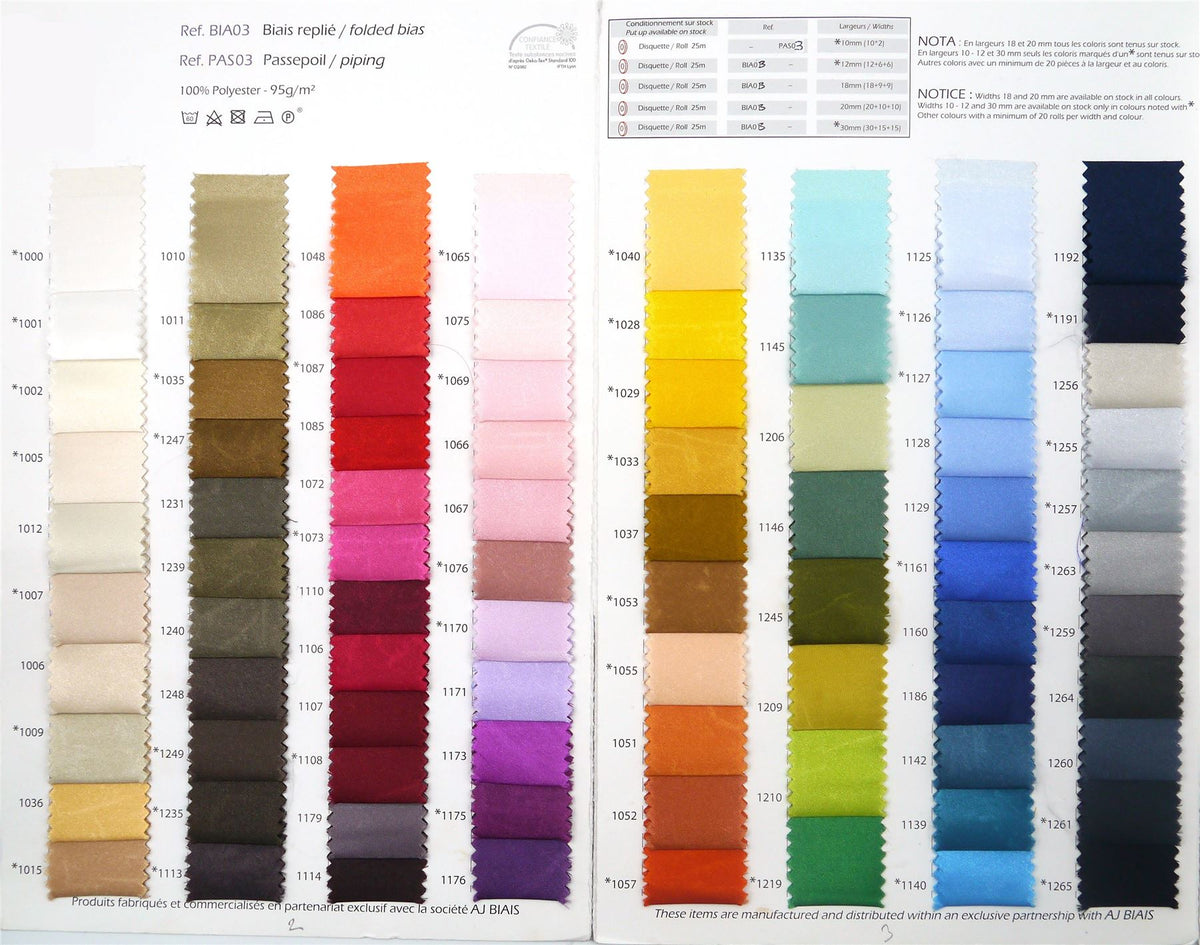 Satin Folded Bias Binding x 25 metres - 6305