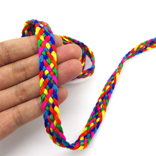 Bright Multi Coloured Woven Braid Assorted 10mm x1m - 6874