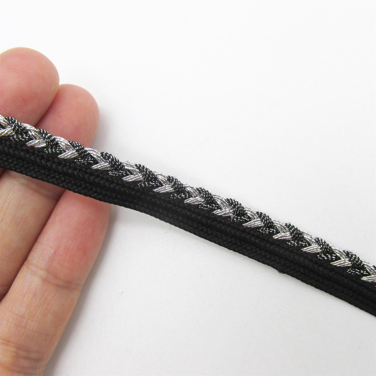 Braided Metallic Insertion - Old Silver - 4mm - by the metre - 0981