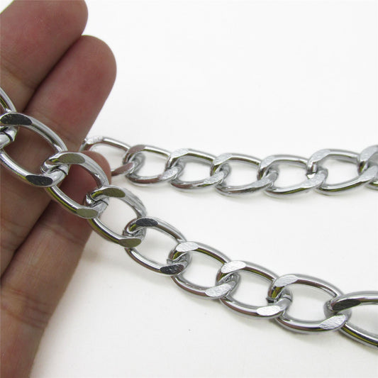 Flat Link Aluminium Chain - Silver - 12mm - by the metre - 5385