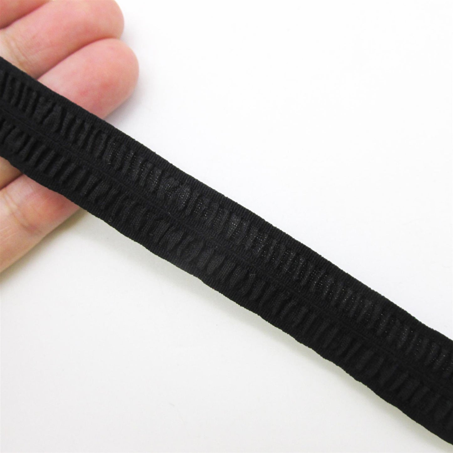 Elasticated Seersucker - Black - 18mm - by the metre - 0164