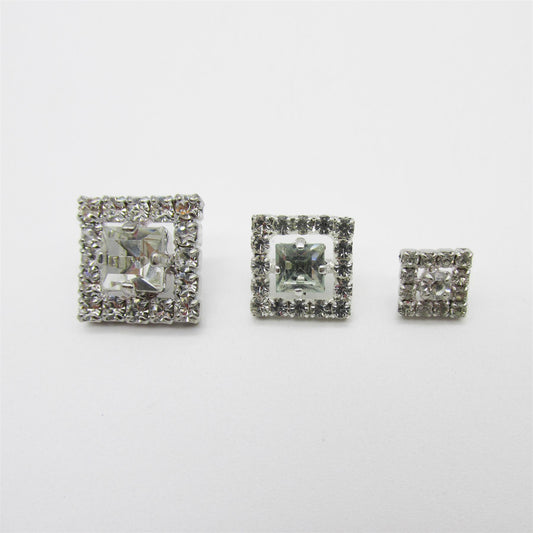 Square Diamante Button - 4350