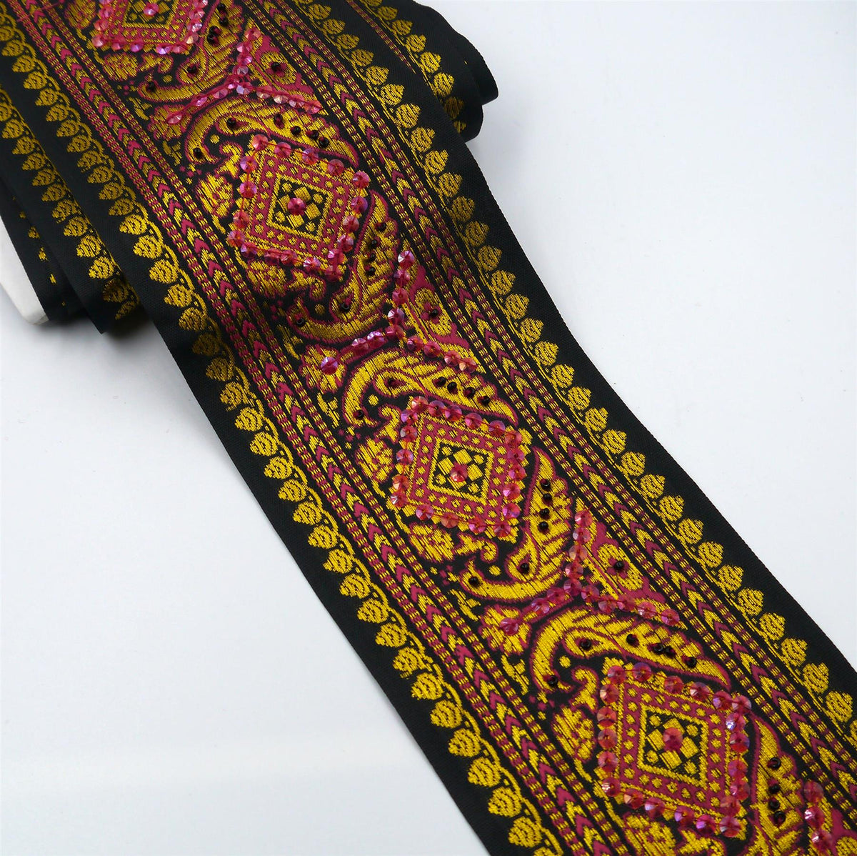 Diamond Embroidered and Sequin Braid - 90mm - by the metre - 8835