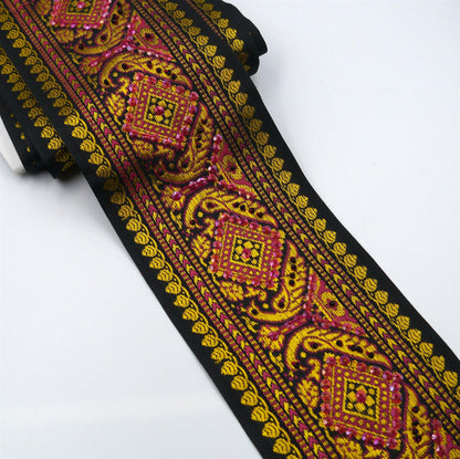 Diamond Embroidered and Sequin Braid - 90mm - by the metre - 8835