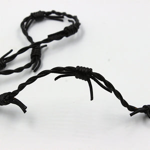 Barbed Wire Leather Thonging BLACK 8mm 9419