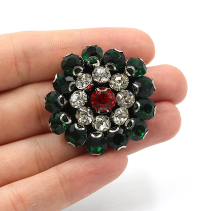 Round Diamante Stone Motif on Felt - Green - 35mm - 6198