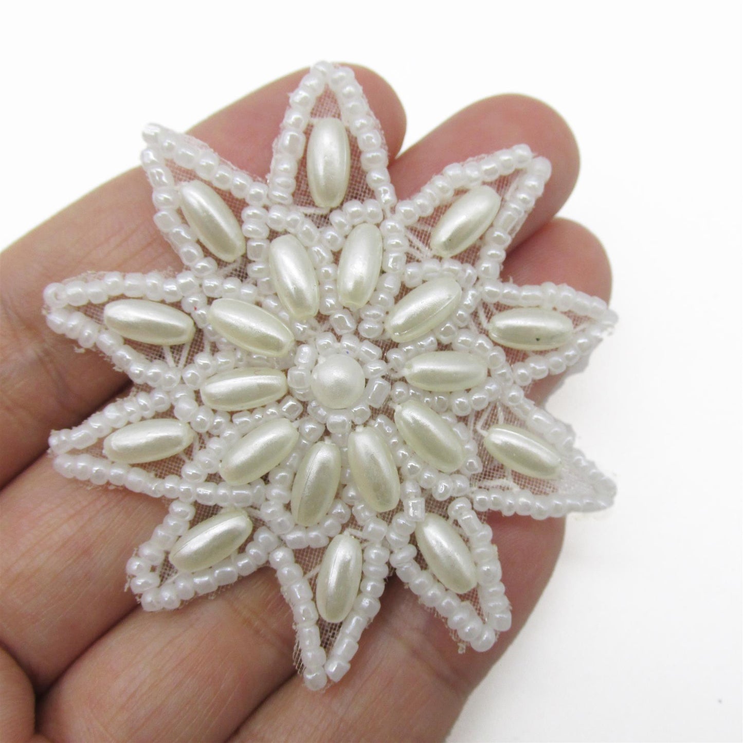 Beaded Flower Head Motif - 60mm - 7461