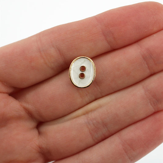 Two Hole Curved Oval Pearlescent Buttons - Gold - 12mm x 5pcs - 5606