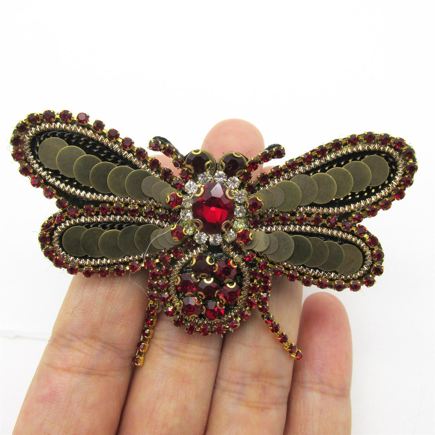 Sequin and Jewelled Bumble Bee Brooch Pin - 80mm - 4495