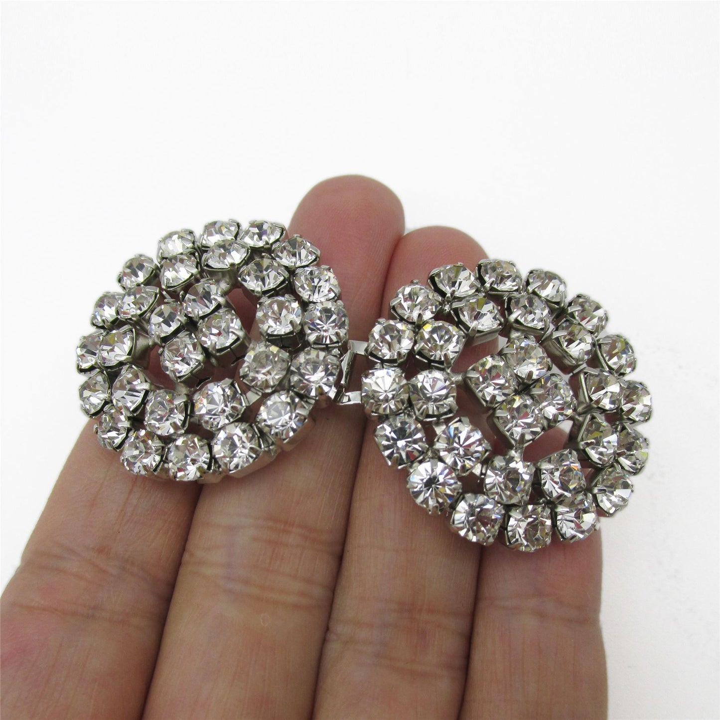 Round Diamante Clasp - Clear - 7x3.5cm - 7034