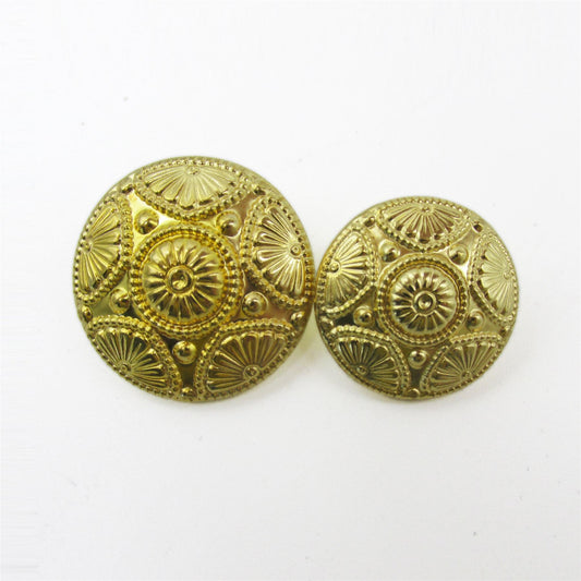 Gold Metal Floral Embossed Button - 4395