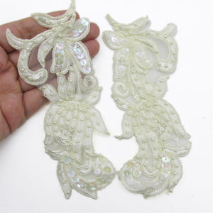 Leaf Beaded And Sequin Corded Motif Pair 8683