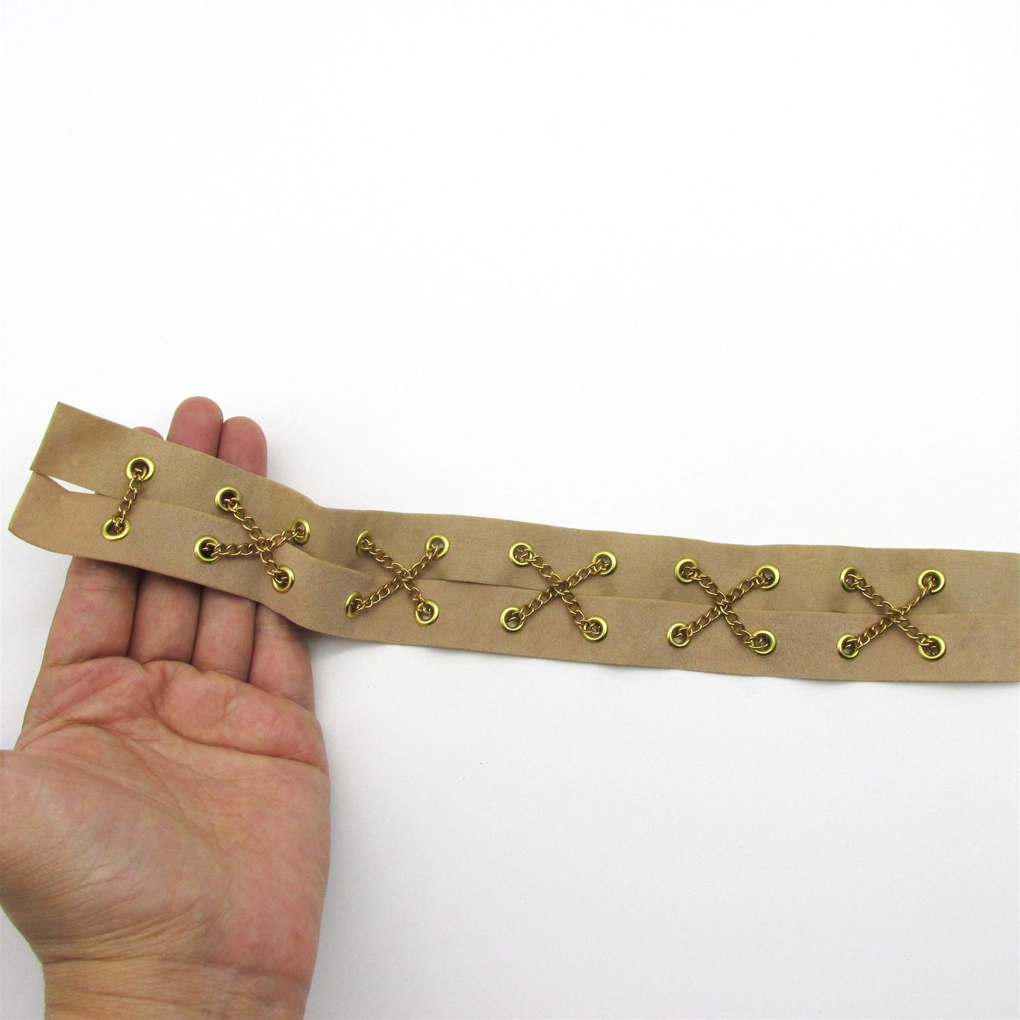 PU Suedette and Eyelets with Chain - 30cm - 9832