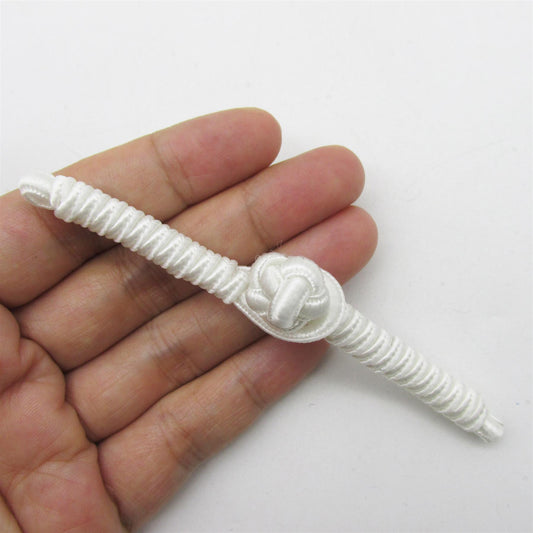 Twist Braid Frog Knot Button Closure White 11cm 5354