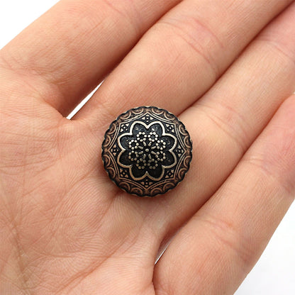 Domed Decorative Flower Metal Button 4410