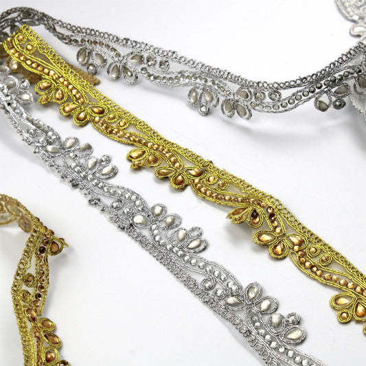 Rhinestone Metallic Braid 30mm x1m - 6880