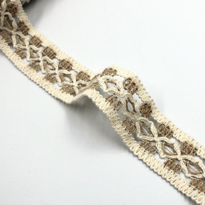 Jute and Cotton Open Weave Diamond Braid  - Natural - 34mm - by the metre - 5586