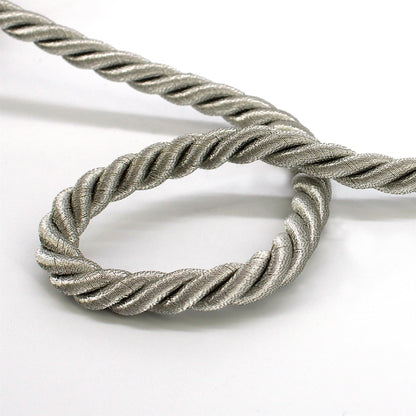 Twisted Metallic Cord - Silver - 7mm - by the metre - 8539