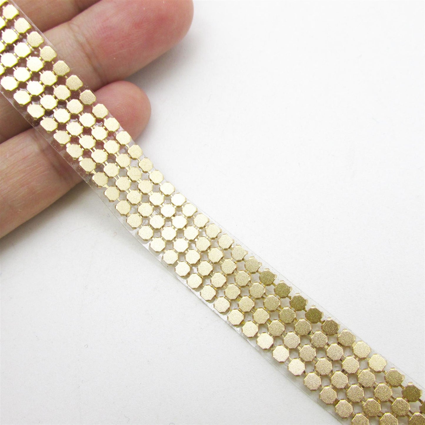 Hot-Fix Chain Mail Trim Matte Gold - by the metre - 8629