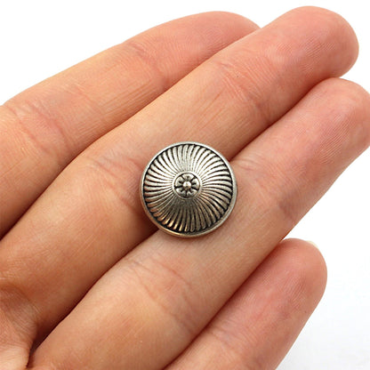 Flower With Radiating Lines Metal Button 4452