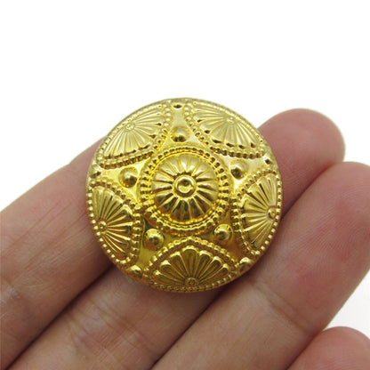 Gold Metal Floral Embossed Button - 4395