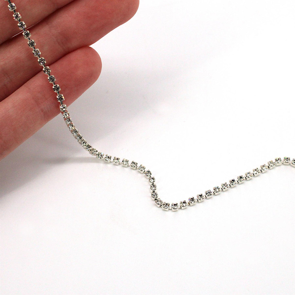 Tiny Diamante Chain - Clear - 2mm - by the metre - 9283